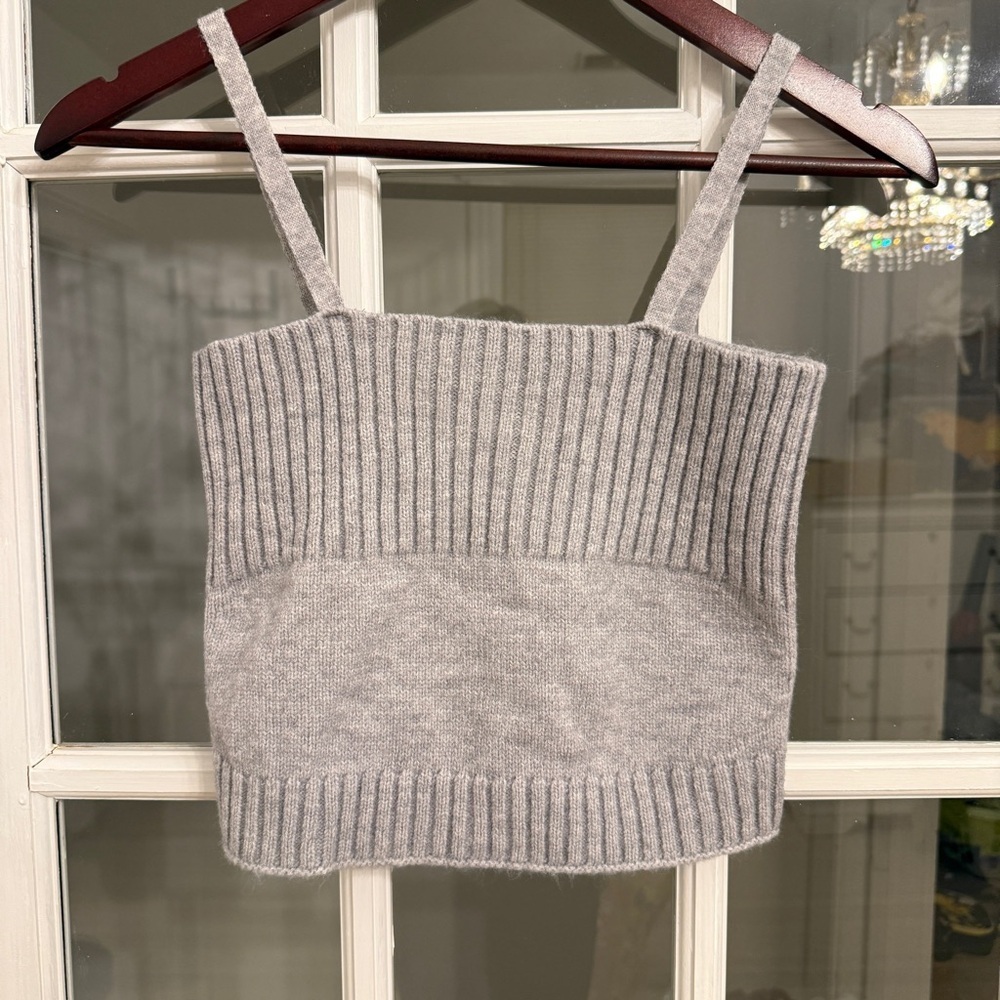 Women’s Gray Knit Cropped Tank Top Size S